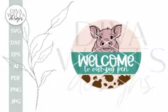 Welcome To Our Pig Pen SVG Funny Pig Door Hanger svg Product Image 2