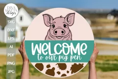 Welcome To Our Pig Pen SVG Funny Pig Door Hanger svg Product Image 1