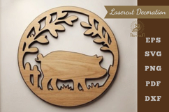 Pig Round Lasercut Decoration SVG Product Image 1