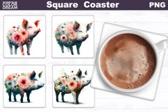 Farm Animals Square Coaster | Animals Flowers Coaster Product Image 11