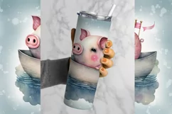Pig Tumbler Wrap, 20 oz tumbler wrap, Pig png, Beach Tumbler Wrap