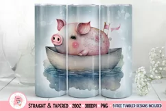 Pig Tumbler Wrap, 20 oz tumbler wrap, Pig png, Beach Tumbler Wrap