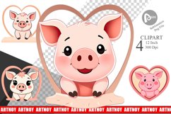 Clipart Heart Pig Product Image 1