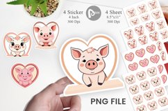 Sticker Heart Pig Product Image 1