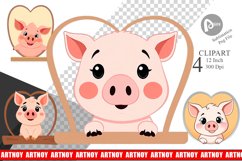 Clipart Heart Pig Product Image 1