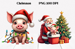Christmas pig sublimation | Christmas clipart PNG design Product Image 2