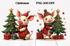 Christmas pig sublimation | Christmas clipart PNG design Product Image 1