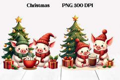 Christmas pig sublimation | Christmas clipart PNG design Product Image 1