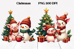 Christmas pig sublimation | Christmas clipart PNG design Product Image 1