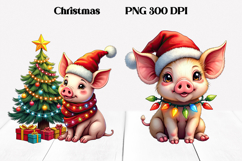 Christmas pig sublimation | Christmas clipart PNG design Product Image 1