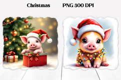 Christmas pig sublimation | Christmas clipart PNG design Product Image 1