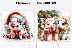 Christmas pig sublimation | Christmas clipart PNG design Product Image 1