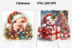 Christmas pig sublimation | Christmas clipart PNG design Product Image 1