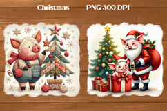 Christmas pig sublimation | Christmas clipart PNG design Product Image 1