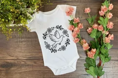 Dove SVG Cut File Design with Flower Frame for Cricut and Silhouette Cutting Machines