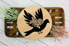 Dove SVG Silhouette Cut File Design with Flowers for Cricut and Silhouette Cutting Machines