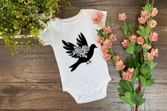 Dove SVG Silhouette Cut File Design with Flowers for Cricut and Silhouette Cutting Machines