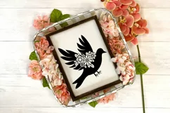 Dove SVG Silhouette Cut File Design with Flowers for Cricut and Silhouette Cutting Machines