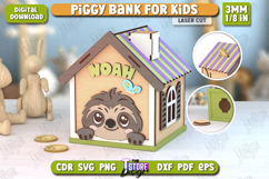 Personalized Piggy Bank Laser Cut | Sloth Design | Money Box Product Image 1