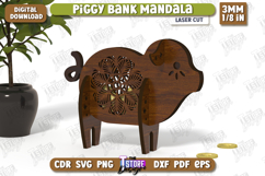 Personalized Piggy Bank Laser Cut| Pig Design | Mandala |CNC Product Image 1