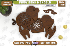 Mandala Animal Piggy Banks Laser Cut Bundle, Money Bank SVG Product Image 4
