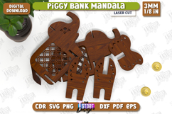 Personalized Piggy Bank Laser Cut| Elephant Design | Mandala Product Image 2