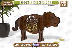 Personalized Piggy Bank Laser Cut | Tiger Design | Mandala Product Image 1