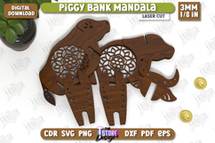 Personalized Piggy Bank Laser Cut| Cow Design | Mandala |CNC Product Image 2