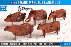 Mandala Animal Piggy Banks Laser Cut Bundle, Saving Boxes Product Image 1