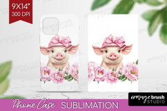 Piglet Flowers Phone Case PNG Cute Farm Case PNG Sublimation Product Image 1