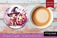 Piglet Halloween Round Coaster Coquette Coaster PNG Product Image 1
