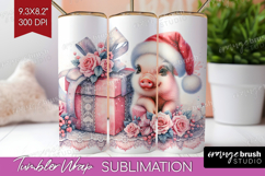 Piglet Pastel Christmas Tumbler Wrap Coquette Xmas Tumbler Product Image 1