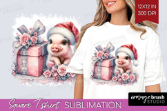Piglet Pastel Christmas Square Tshirt Background Coquette Product Image 1