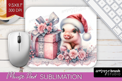 Piglet Pastel Christmas Mouse Pad Sublimation Coquette Xmas Product Image 1