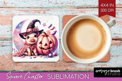 Piglet Halloween Square Coaster Coquette Coaster PNG Product Image 1