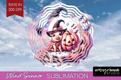 Piglet Halloween Wind Spinner Sublimation PNG Coquette Round Product Image 1
