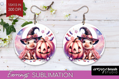 Piglet Halloween Round Earrings Coquette PNG Sublimation Product Image 1