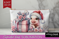 Piglet Pastel Christmas Cosmetic Bag Coquette Xmas Makeup Product Image 1