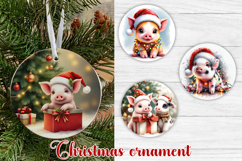 Christmas pig ornament sublimation | Christmas farm ornament Product Image 1
