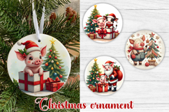 Christmas pig ornament sublimation | Christmas farm ornament Product Image 1