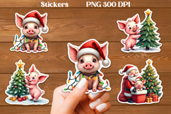Christmas pig sticker printable | Animal sticker bundle Product Image 2