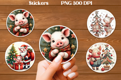 Christmas pig sticker printable | Farm animal sticker PNG Product Image 1