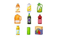 juice bottle set cartoon vector illustration Product Image 1