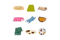 carpet floor rug cartoon icons set vector Product Image 1