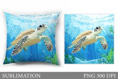 Turtle Pillow Sublimation. Sea Turtle Sublimation Product Image 1