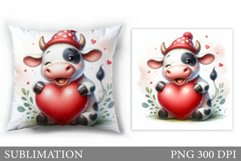 Valentines Cow Pillow. Valentines Pillow Sublimation Product Image 1