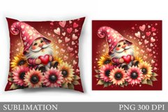 Cute Gnome Pillow Design. Valentines Pillow Sublimation Product Image 1