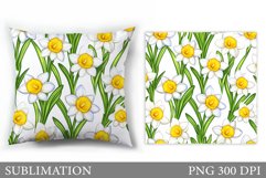 Daffodils Pillow Design. Flowers Pillow Sublimation Product Image 1