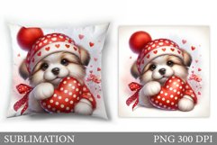 Valentines Dog Pillow Design. Valentines Pillow Sublimation Product Image 1