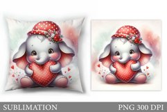 Valentines Elephant Pillow. Valentines Pillow Sublimation Product Image 1